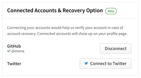 Screenshot of linking from Account Setting with successfully linked GitHub account